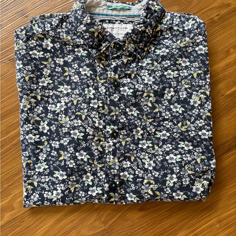 Denim & Flower Black Floral Button Down Shirt